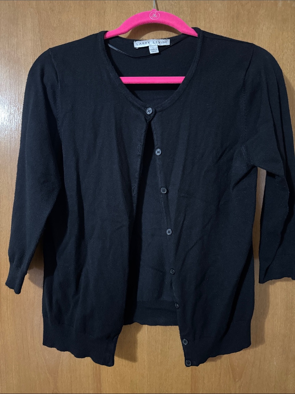 Larry Levine Black Button-Front Women's Cardigan Sweater